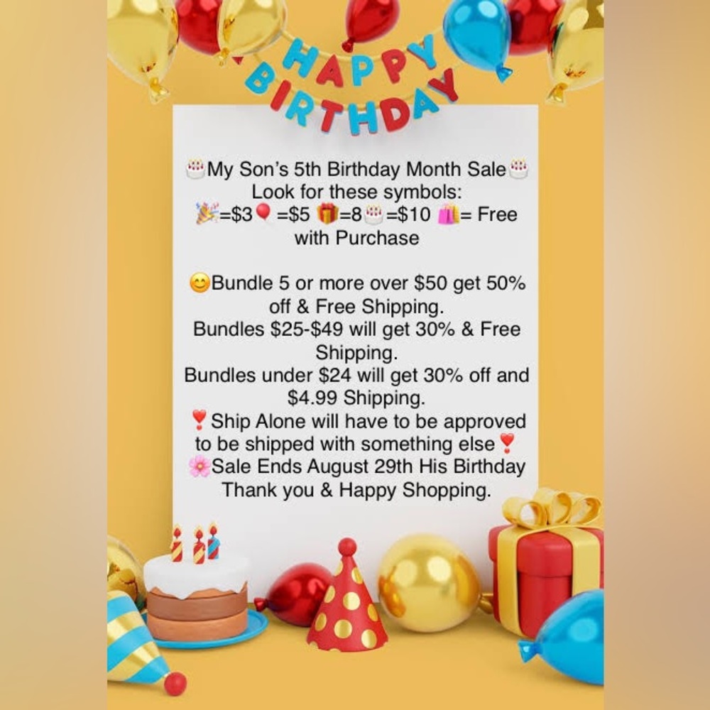 🎂Son’s 5th Birthday Sale🎂